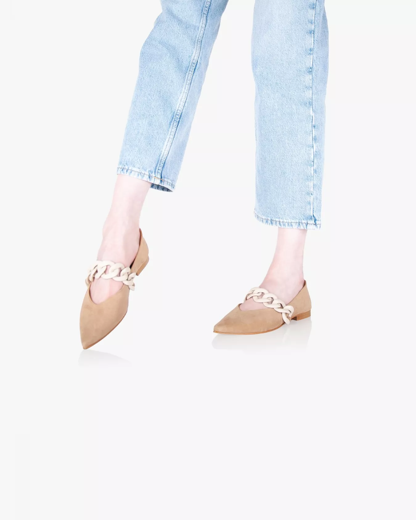 Chatelles◆Amedee Chain チェーンフラットシューズ[Sand Suede] Amédée Chain Sand Suede pour femme