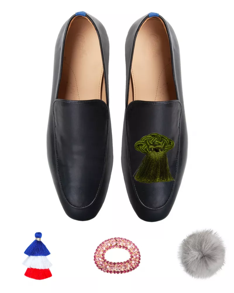 Midnight black leather mocassins