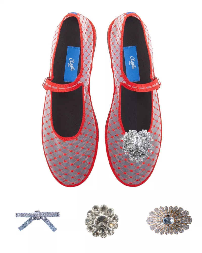 Furlanes Mary Janes in Red mesh
entirely made by hand in Italy (Venice/Friuli)