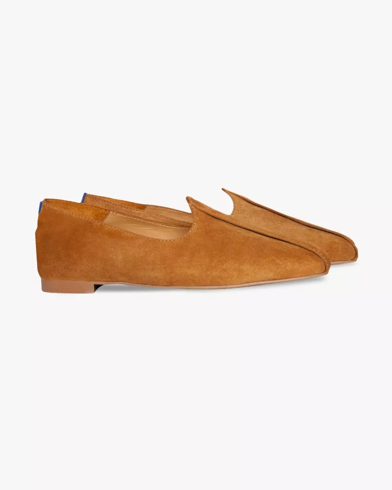 Indian camel suede slippers with a collapsable heel