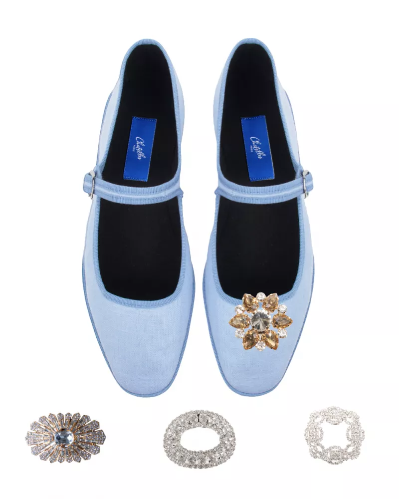 Furlanes Mary Janes in Sky Blue Linen 
entirely made by hand in Italy (Venice/Friuli)