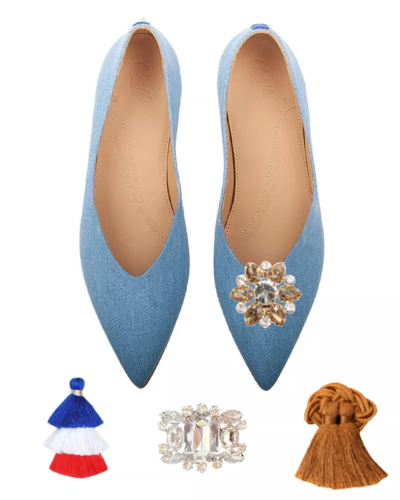 Light Denim pointy slippers