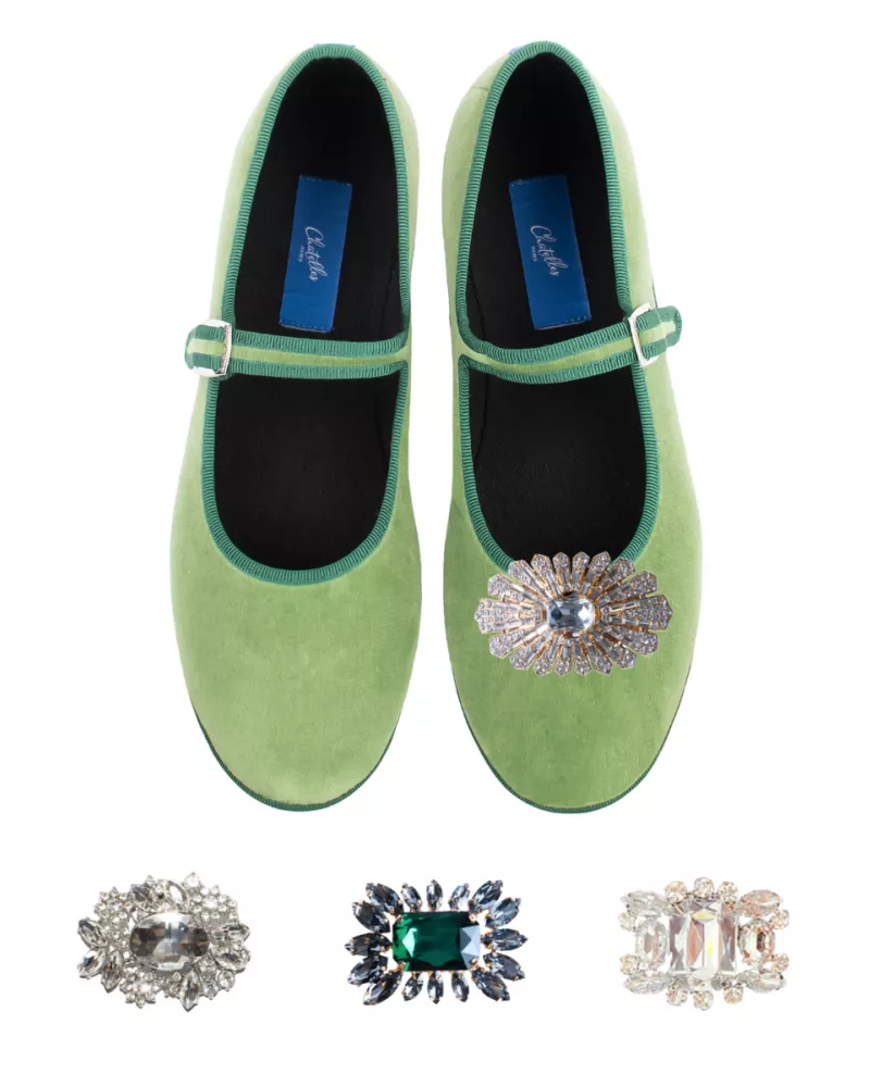 Mary Janes Furlanes in sage green velvet
entirely made by hand in Italy (Venice/Friuli)