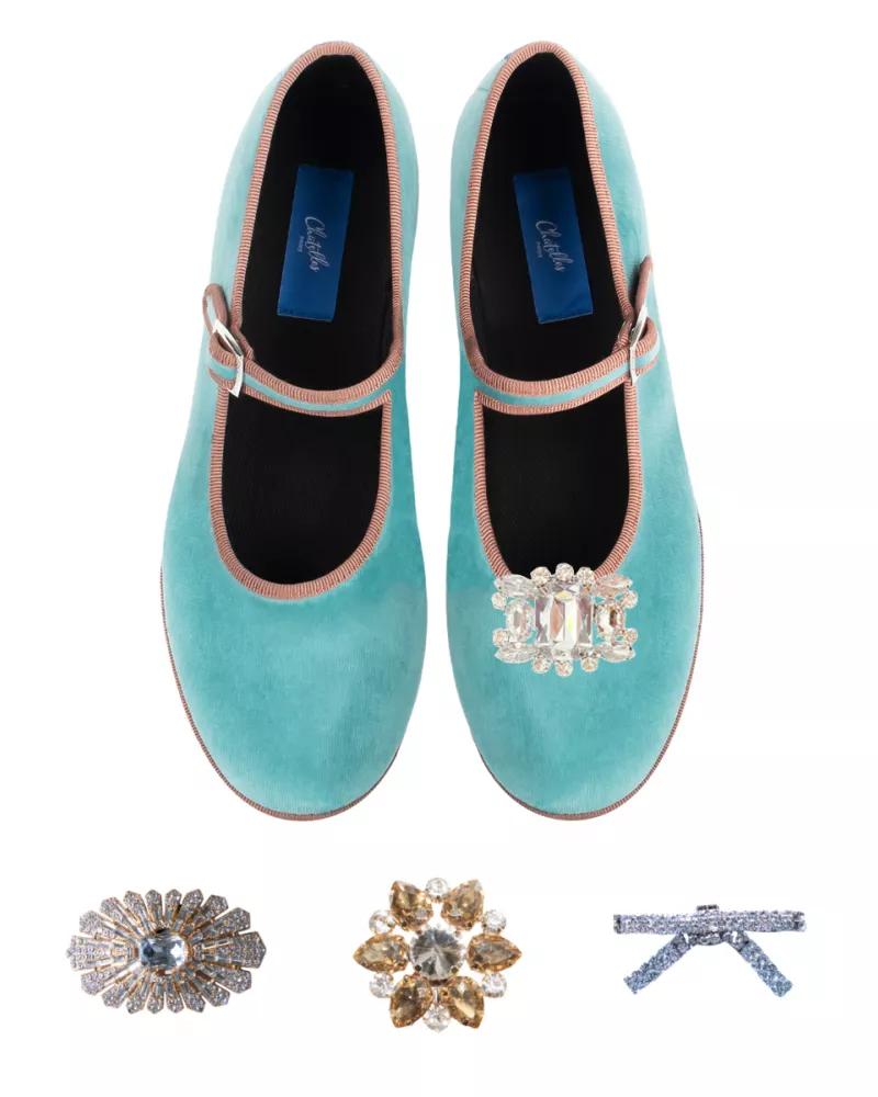 Mary Janes Furlanes in petrol velvet
entirely made by hand in Italy (Venice/Friuli)