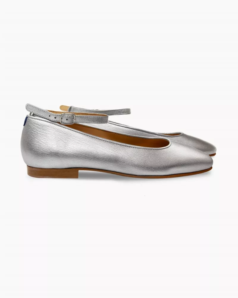 Slippers Babies in Silver leather