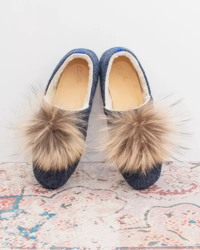 Indoor Slippers with fake fur interior