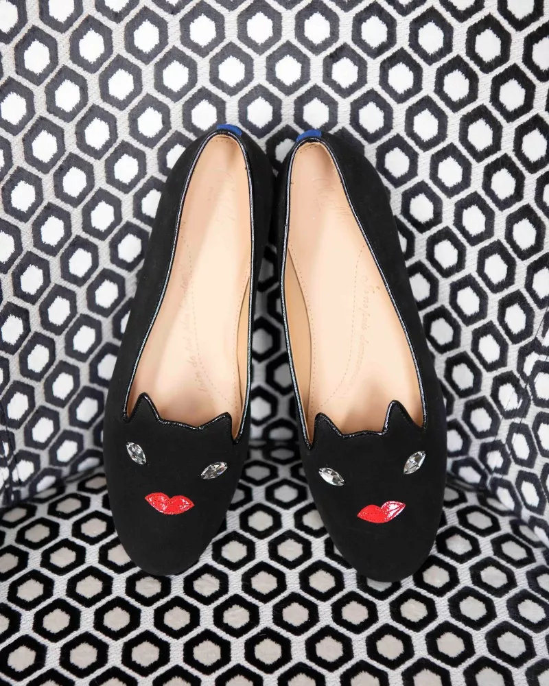 Midnight black suede slippers