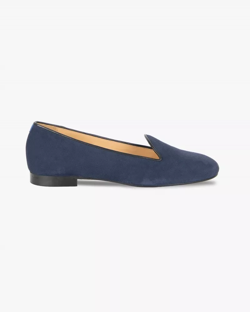 Navy blue suede slippers