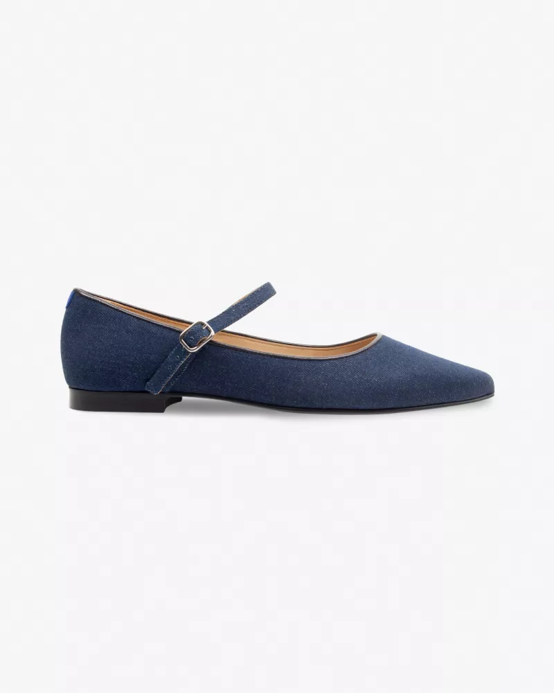 Dark denim pointy babies slippers