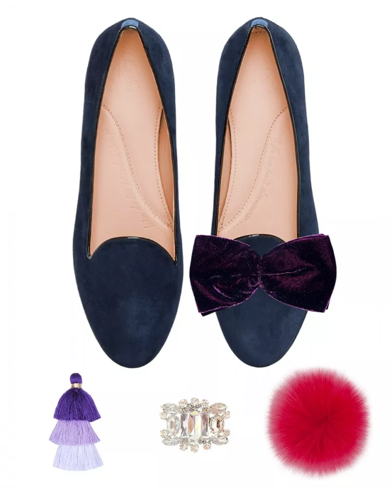 Navy blue suede slippers