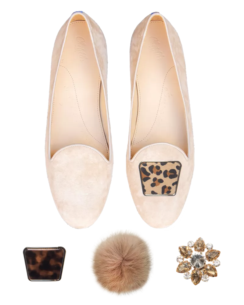 Beige suede slippers