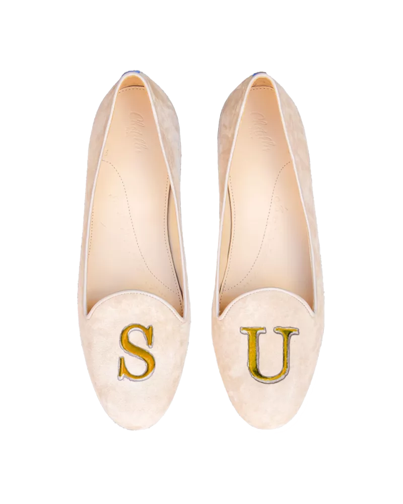 Beige suede slippers