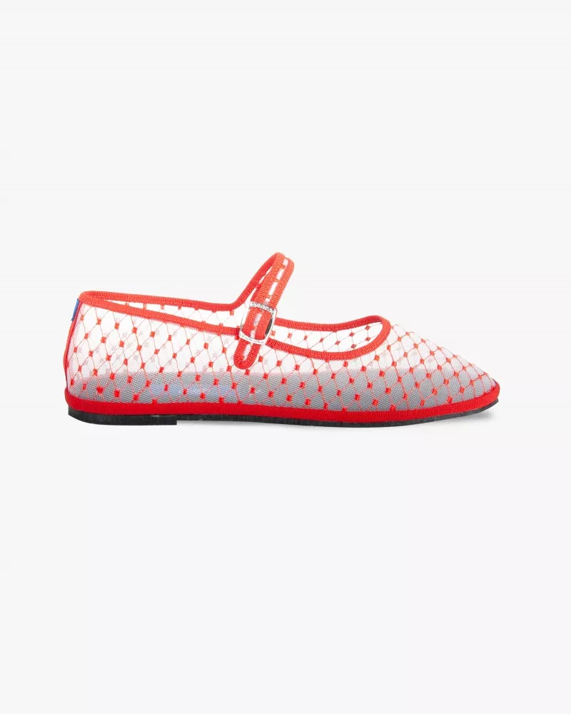 Furlanes Mary Janes in Red mesh
entirely made by hand in Italy (Venice/Friuli)