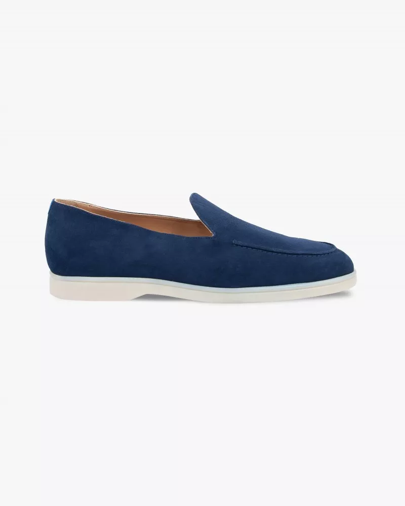 Men navy suede mocassins