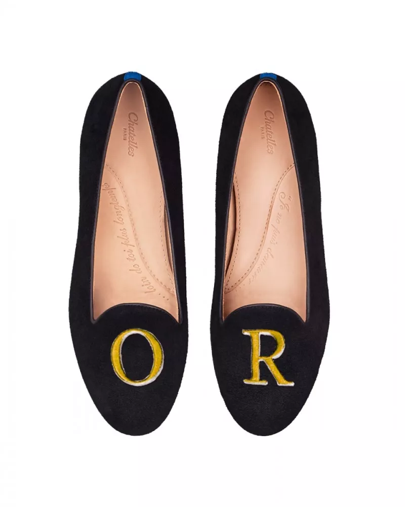 Midnight black suede slippers