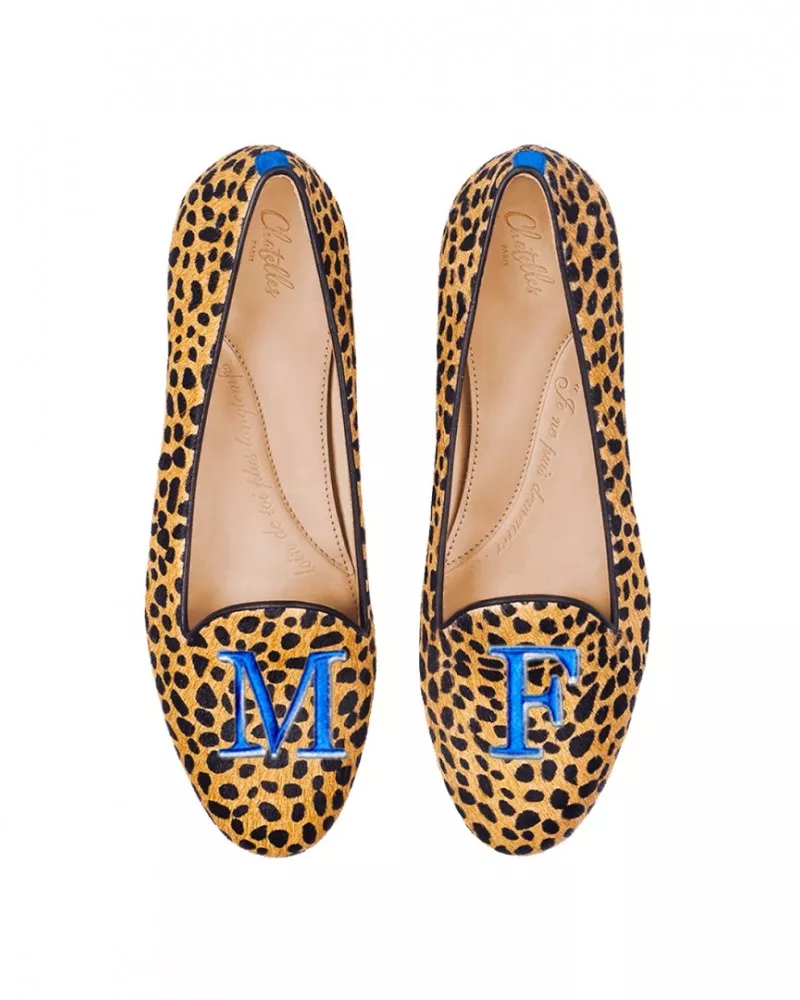 Cheetah print fur slippers