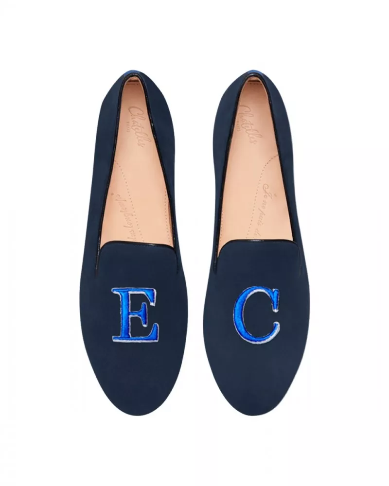 Navy suede slippers