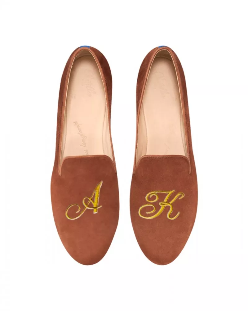 Cognac suede slippers