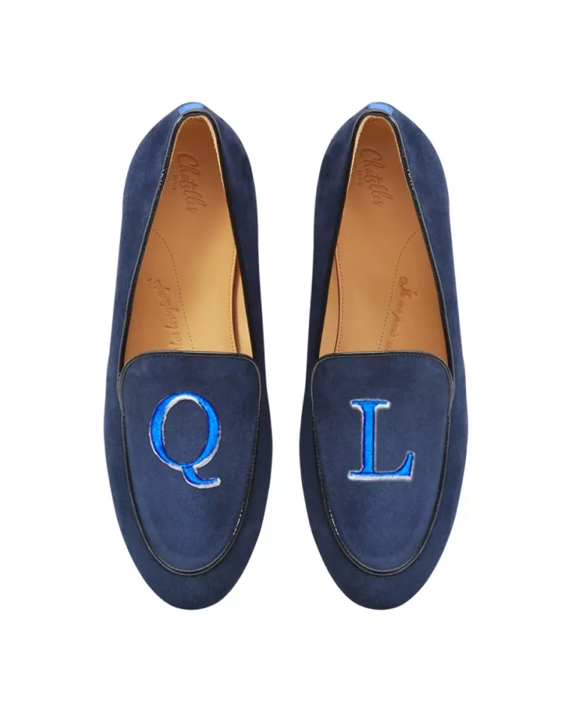 Navy blue suede mocassins