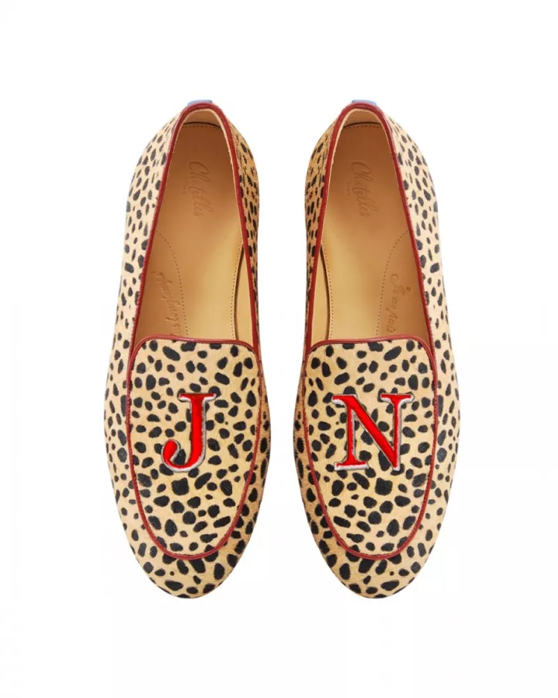 Cheetah print fur mocassins