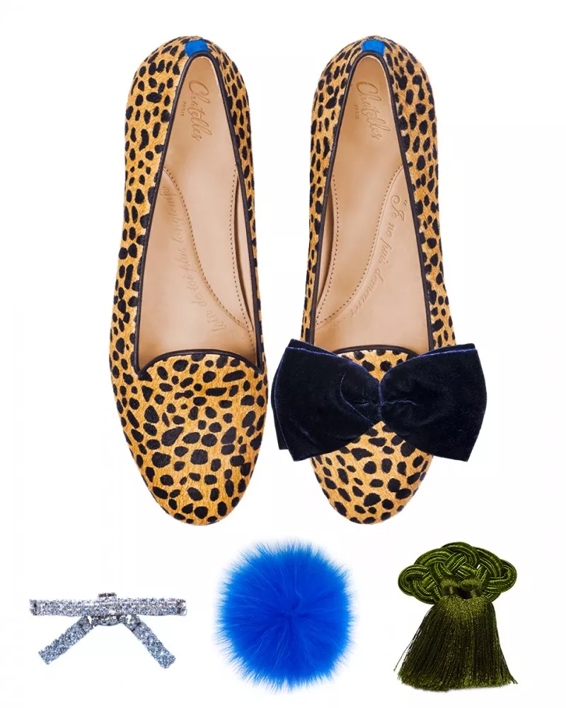 Cheetah print fur slippers