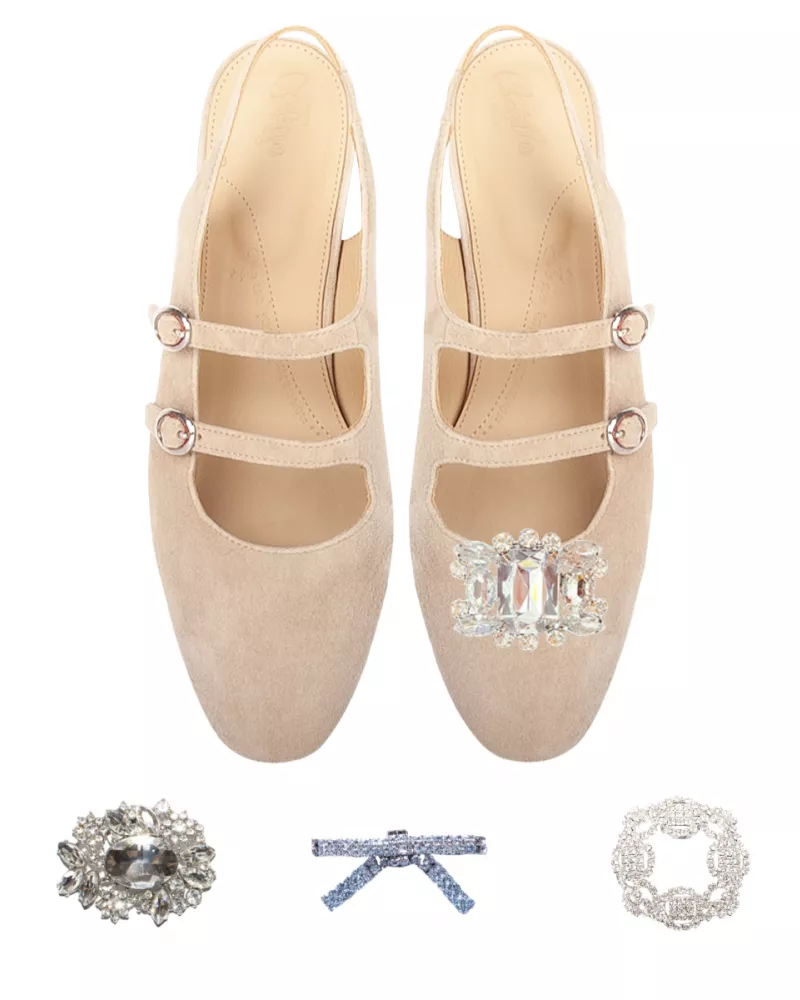 Sand suede babies slingback slippers