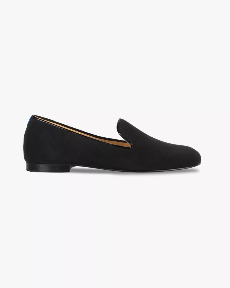 Black suede slippers