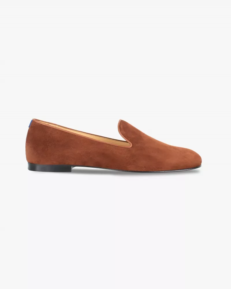 Cognac suede slippers