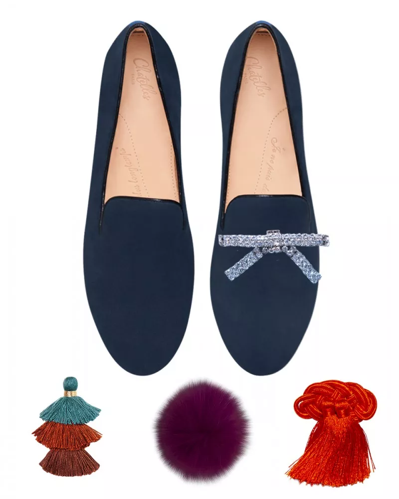 Navy suede slippers
