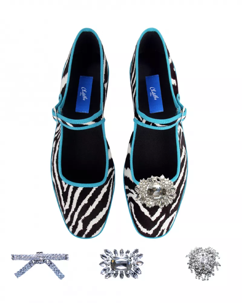 Furlanes Mary Janes in zebra print,
entirely made by hand in Italy (Venice/Friuli)