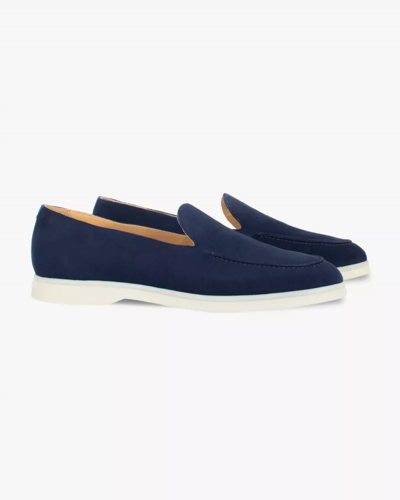 Blue suede mocassins