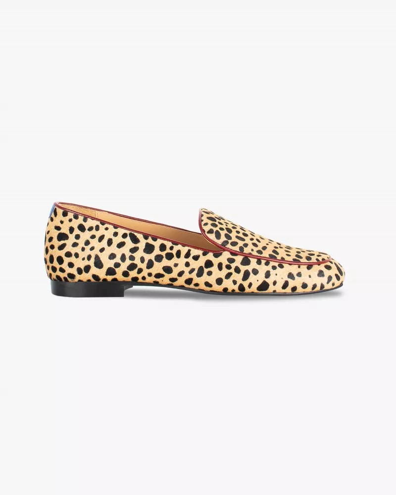 Cheetah print fur mocassins