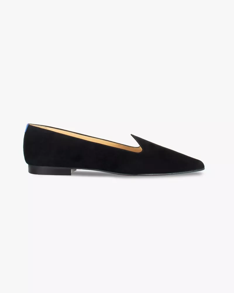 Black suede pointy slippers with 3 interchangeable accessories of your choice included