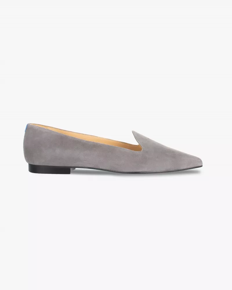 Grey suede pointy slippers with 3 interchangeable accessories of your choice included