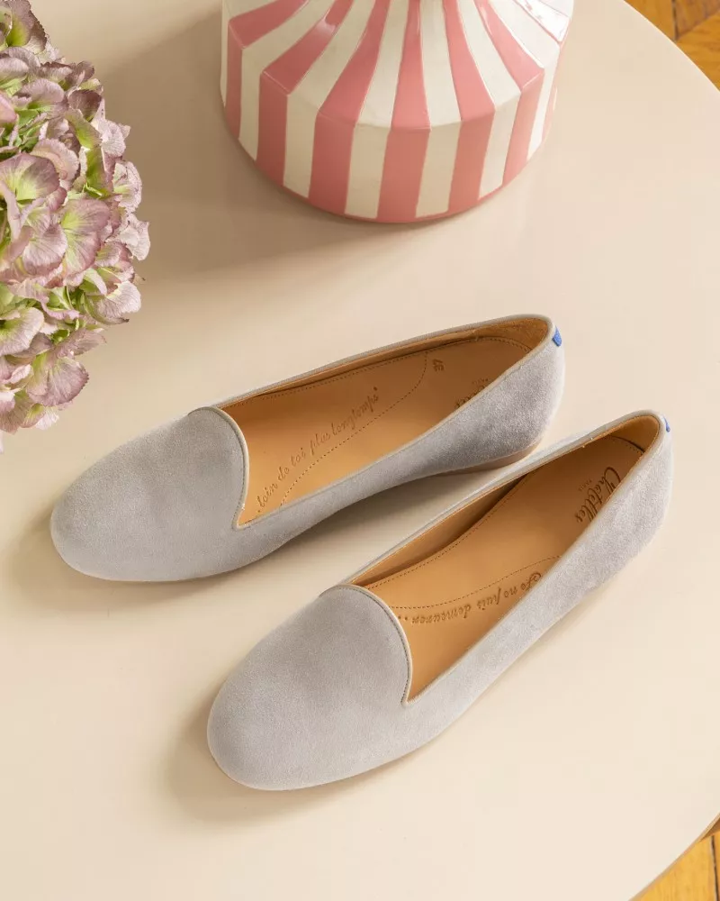 Grey suede slippers