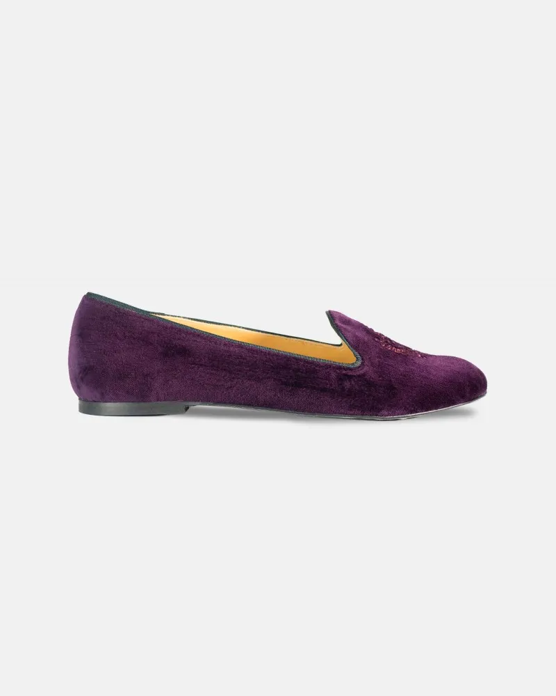Purple Velvet slippers with embroidery