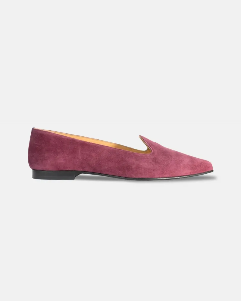 Burgundy suede pointy slippers with 3 interchangeable accessories of your choice included