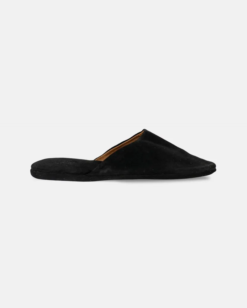 Indoor slippers in Black Daim with case