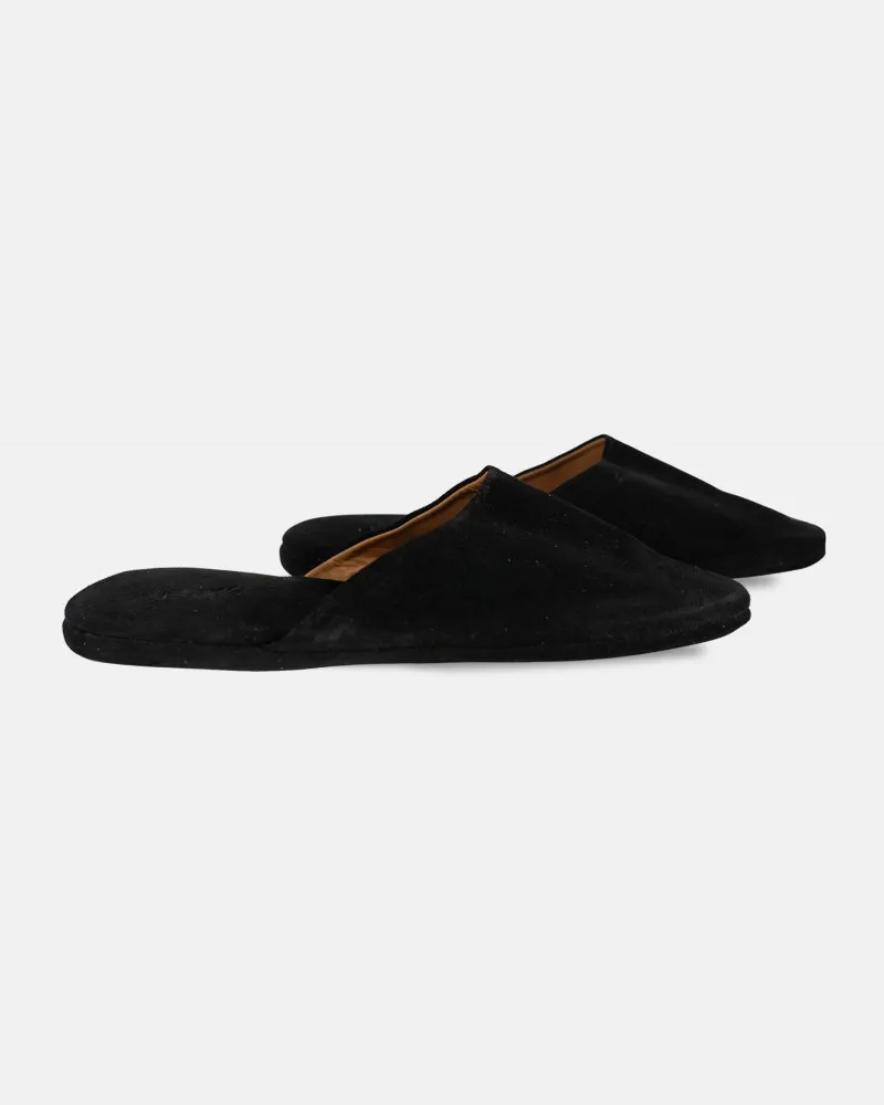 Indoor slippers in Black Daim with case