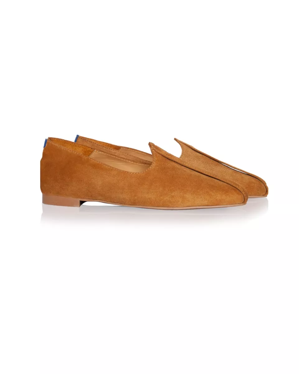 Indian camel suede slippers with a collapsable heel
