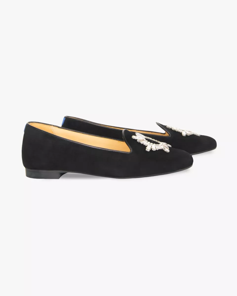 Black suede slippers
