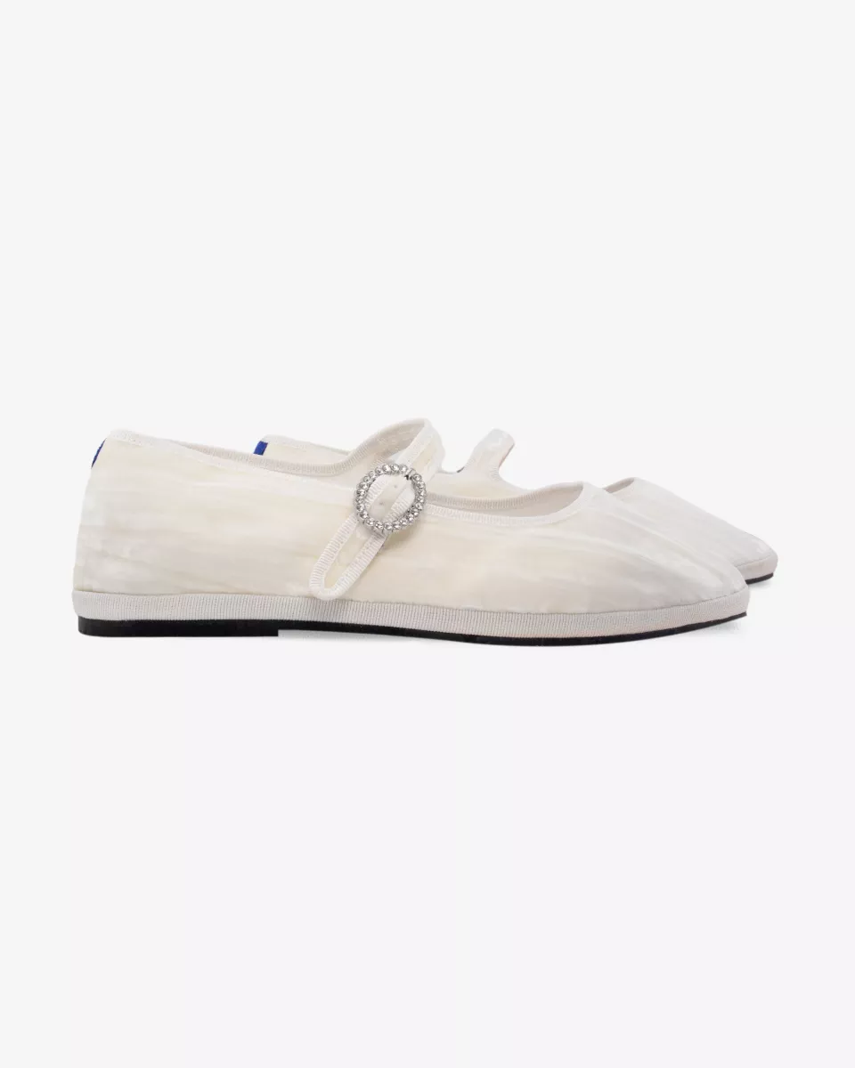 Mary Janes Furlanes in off-white velvet stripes 
entirely made by hand in Italy (Venice/Friuli)
