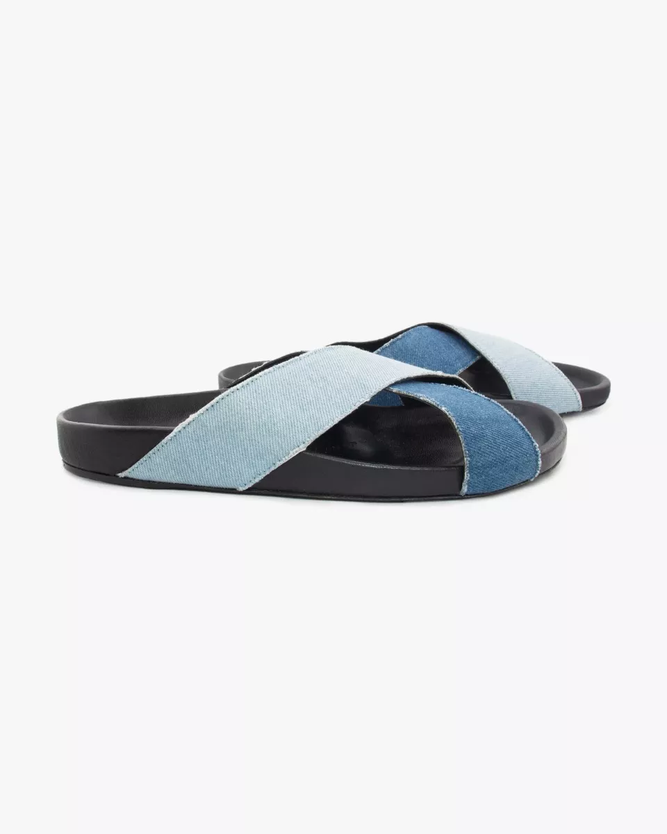 Sandals in two-tone denim sandals