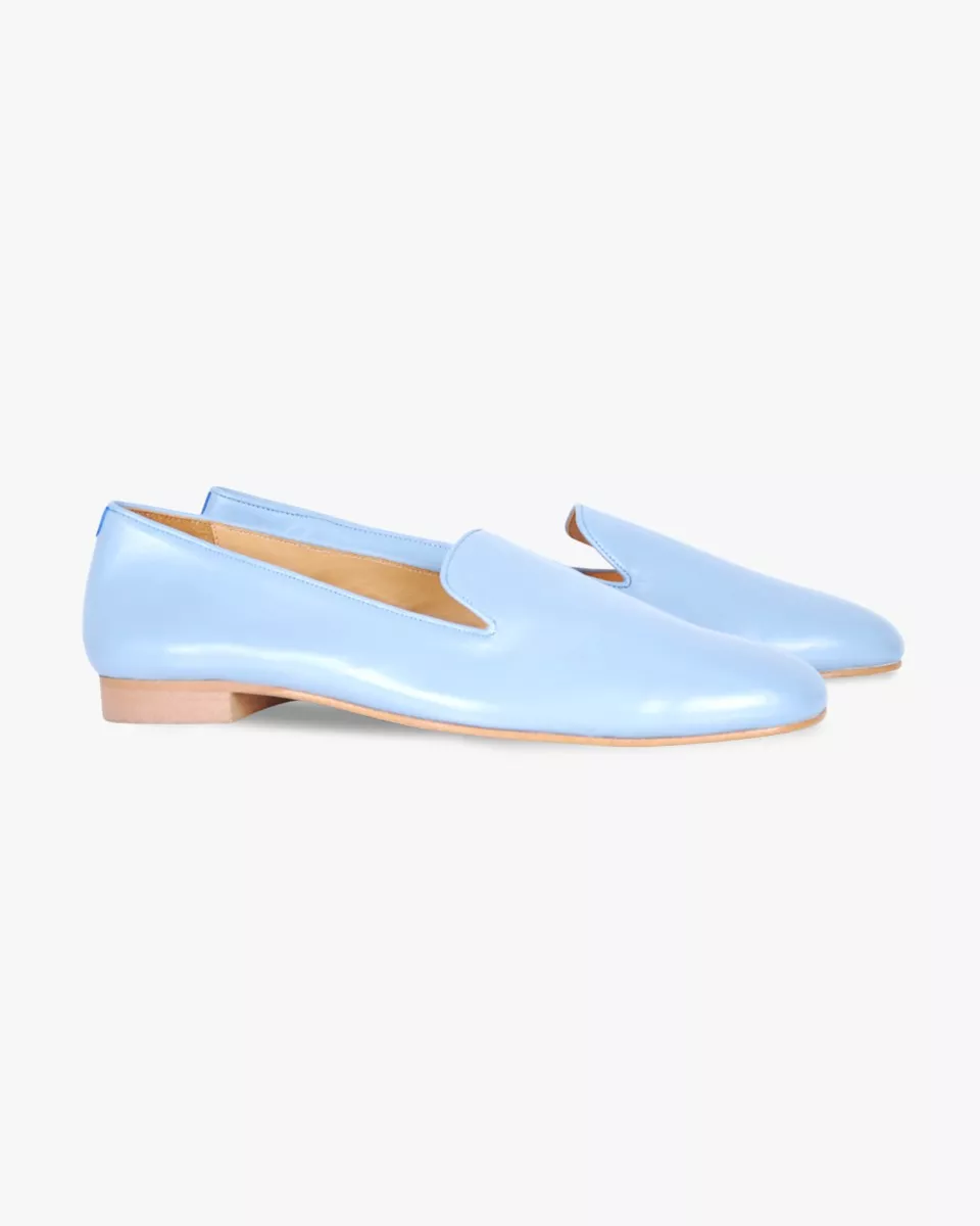 Light gray leather slippers