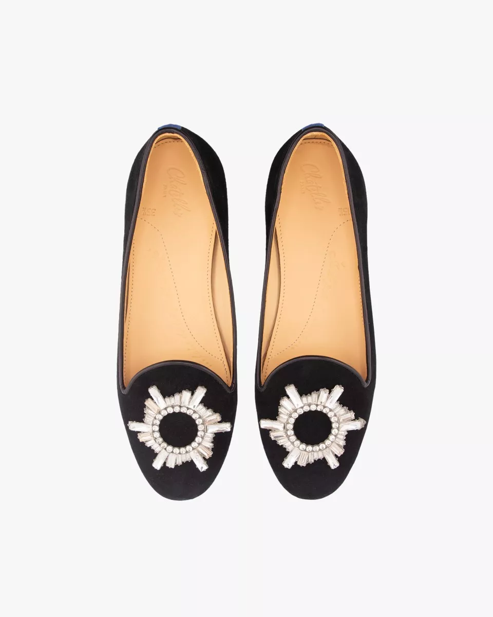 Black suede slippers