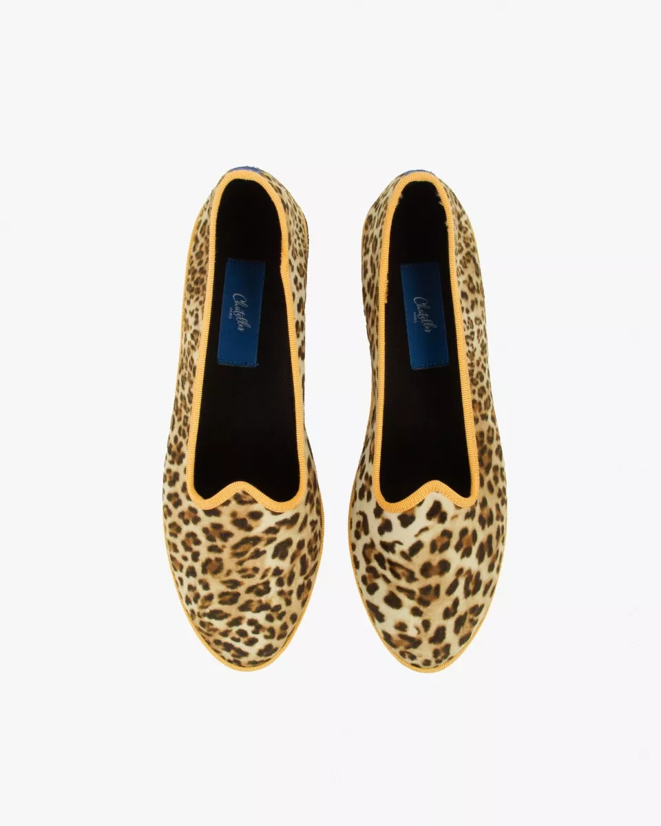 Furlanes in leopard print with orange trim
entirely made by hand in Italy (Venice/Friuli)