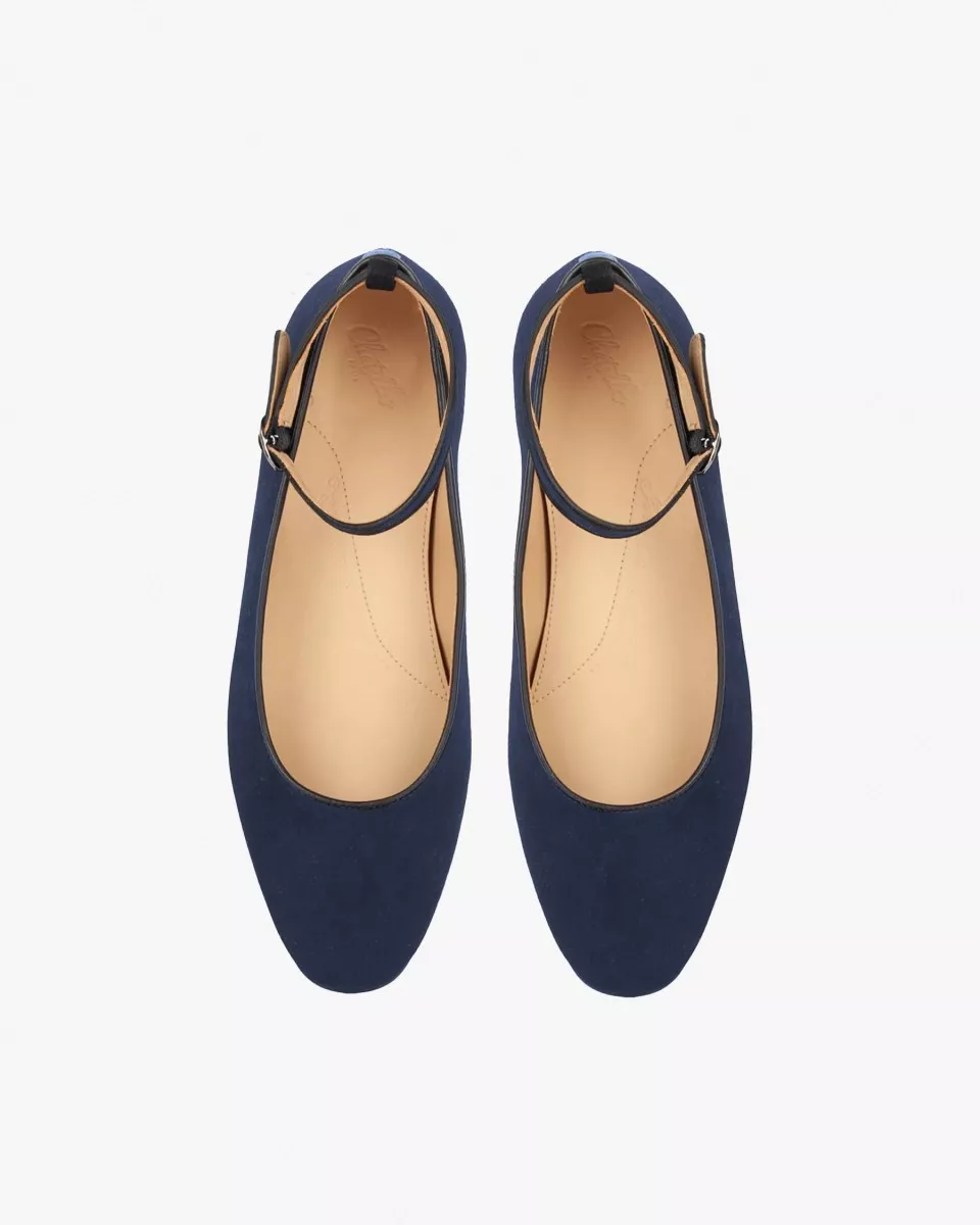 Slippers Babies in Navy suede