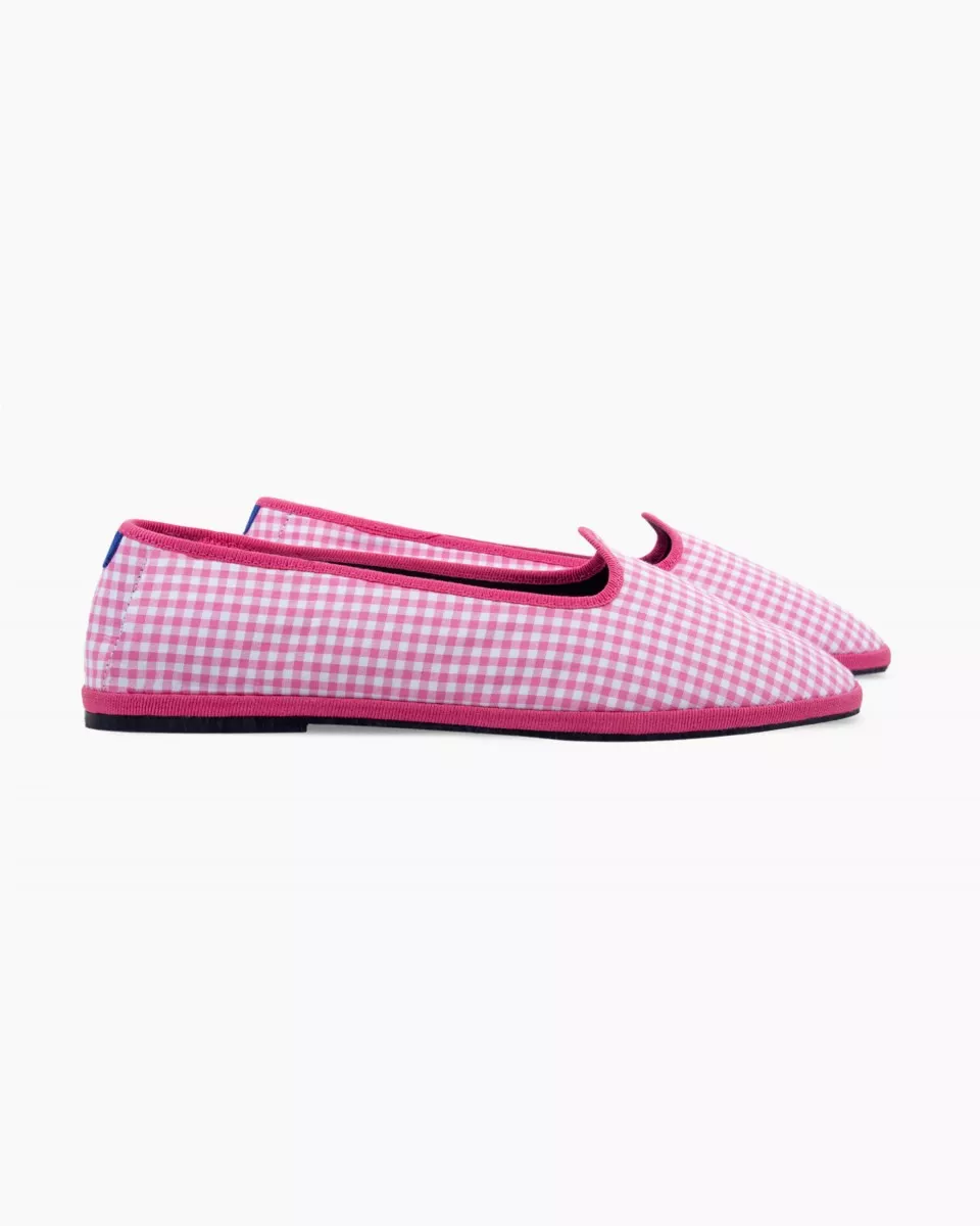 Pink and White gingham check cotton furlanes
entirely made by hand in Italy (Venice/Friuli)