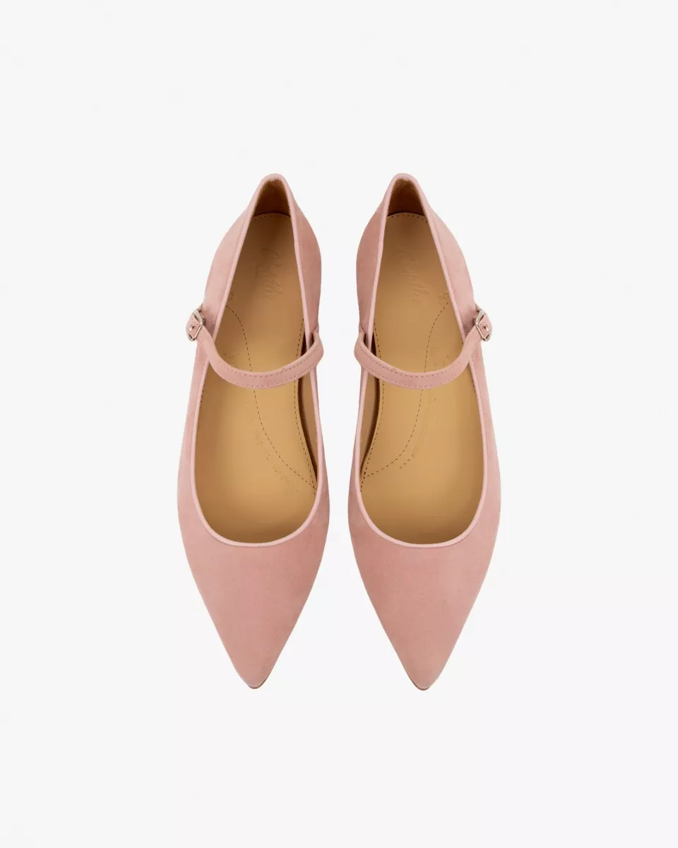 Pink Suede pointy babies slippers