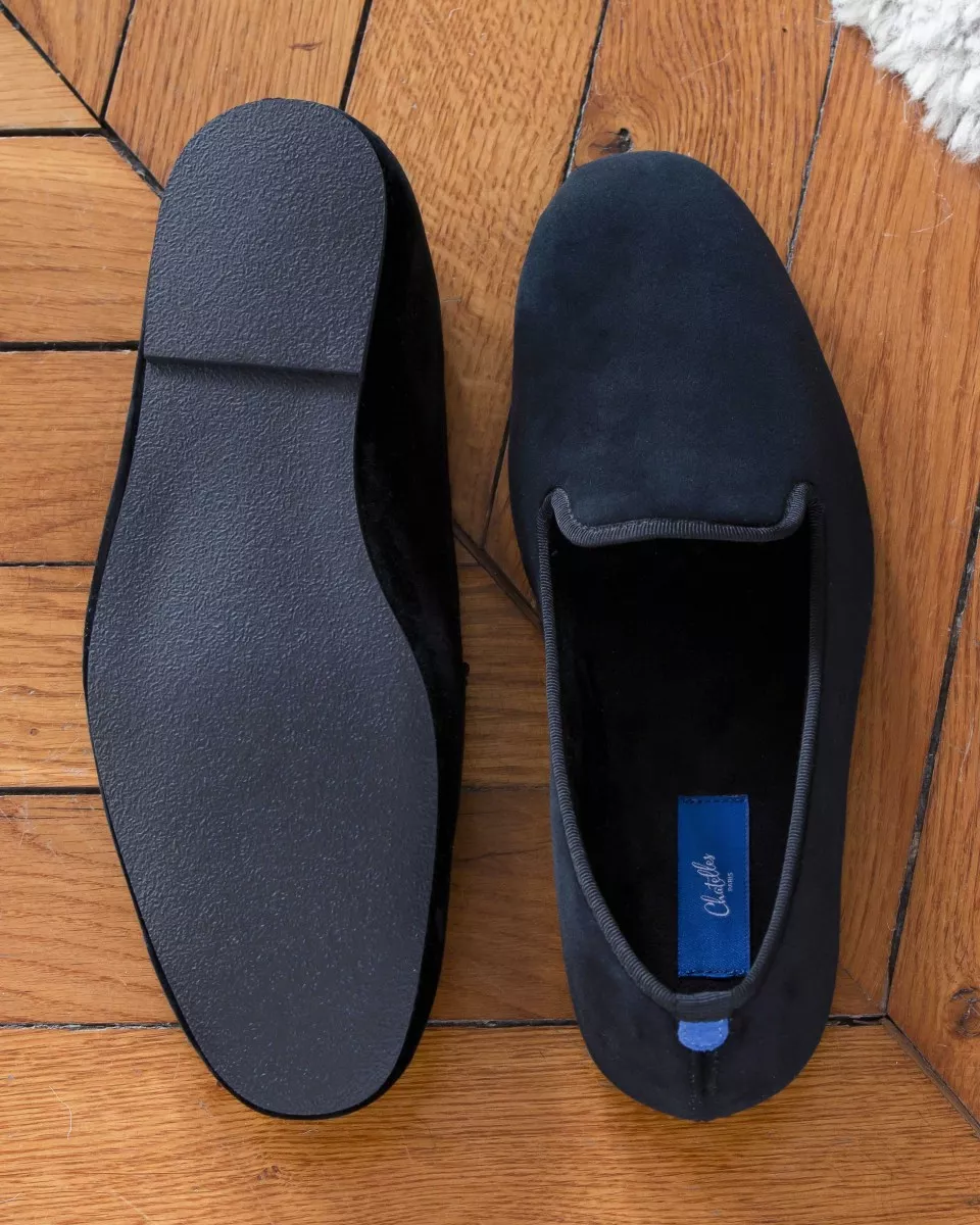 Chaussons d'intérieur slippers en velours noir